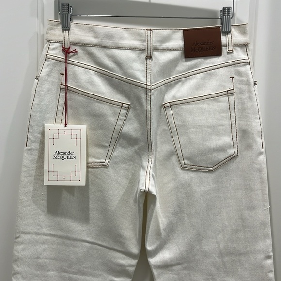 NWT Alexander McQueen White Straight Leg Denim Jeans Sz 28 - Picture 9 of 15